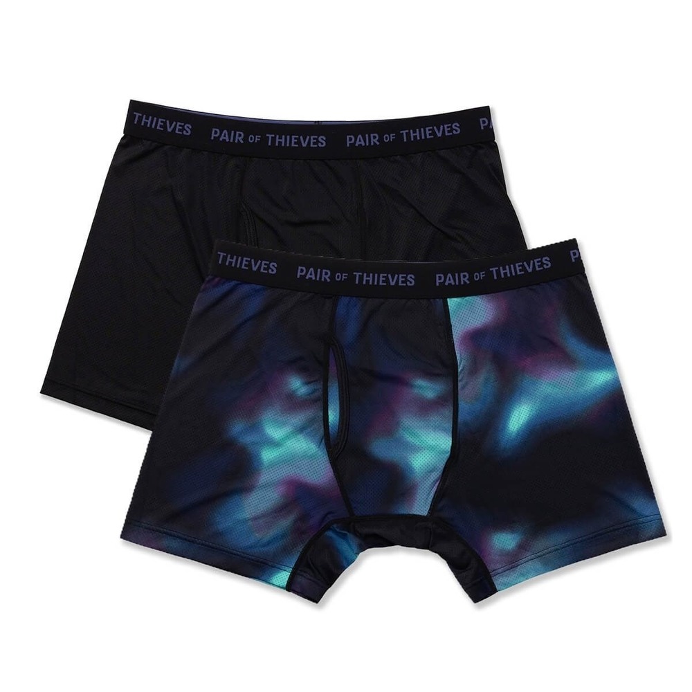 Pair of Thieves Super Fit Boxer Briefs L, Black & Purple Galaxy